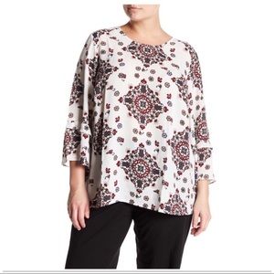 DR2 BY DANIEL RAINN CREPE BELL SLEEVE BLOUSE ~